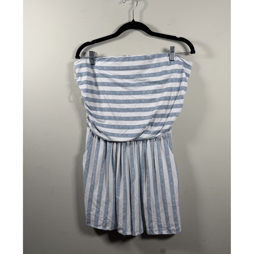 Derek Heart Strapless Romper XL Striped Shorts, Soft Pockets Resort Core Beach